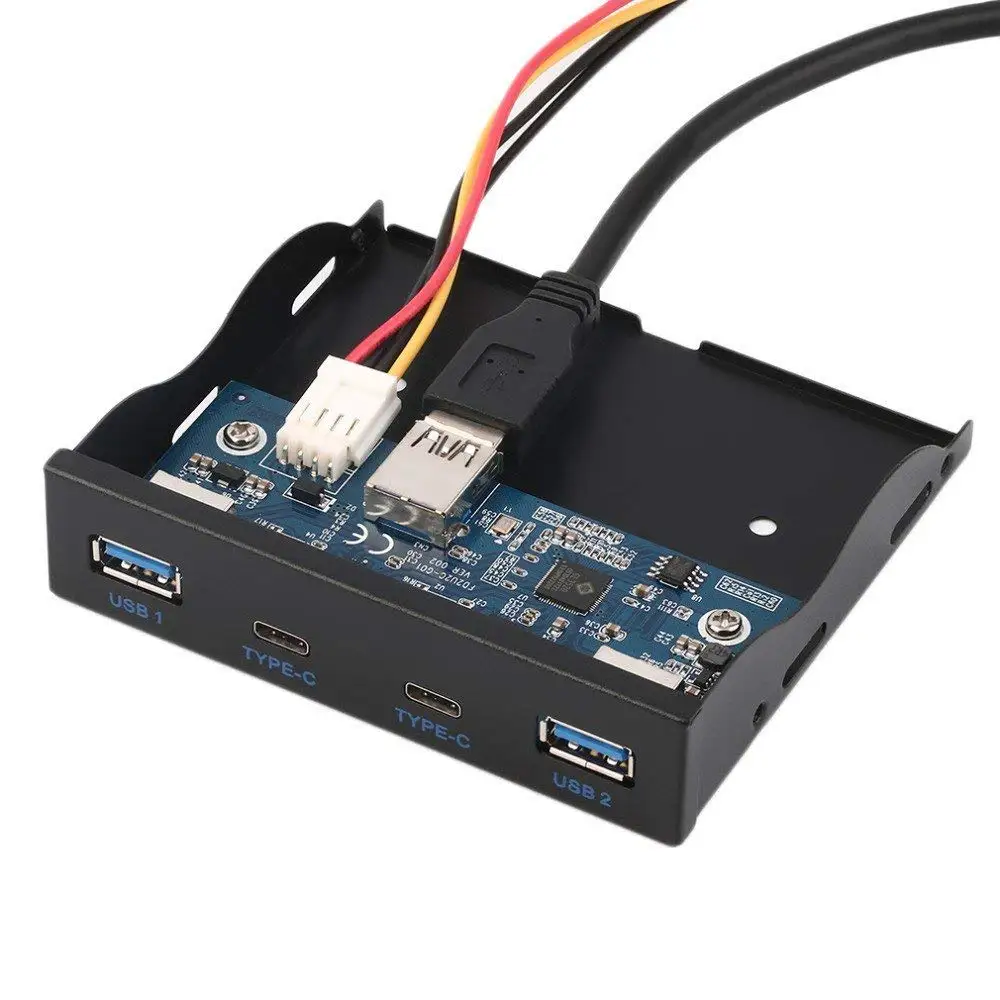 3.5 بوصة قرص مرن الجبهة لوحة USB Hub 2 منافذ USB 3.0 و 2 منافذ USB 3.1 نوع C مع 20 دبوس موصل ل كمبيوتر مكتبي