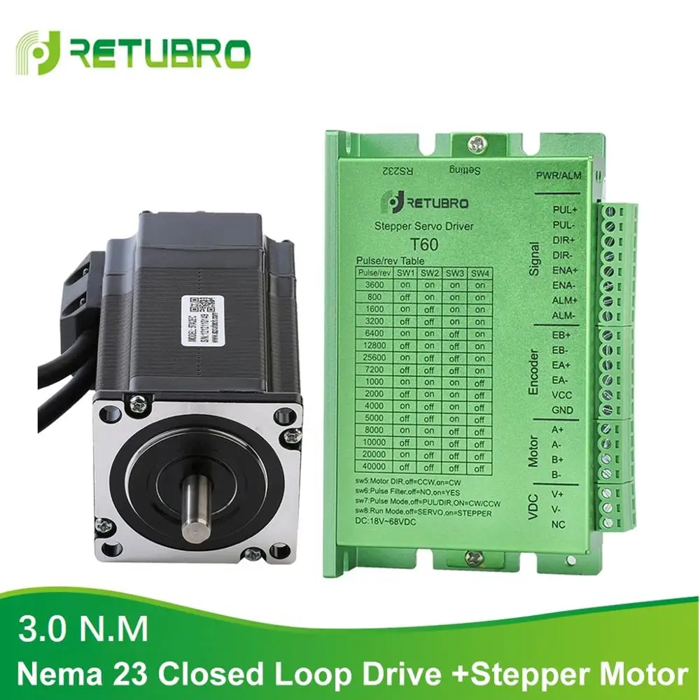 

1PC Stepper Motor 1PC Stepper Driver 24-50V DC Voltage Closed Loop Nema 23 3.0NM Stepper Motor 4A with Driver