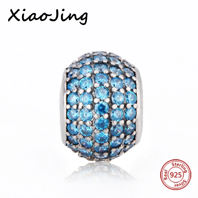 

Fit Authentic Pandora Bracelet Silver 925 Original style Blue CZ Charms Pandora Bead Pendant Antique accessories Jewelry Gifts