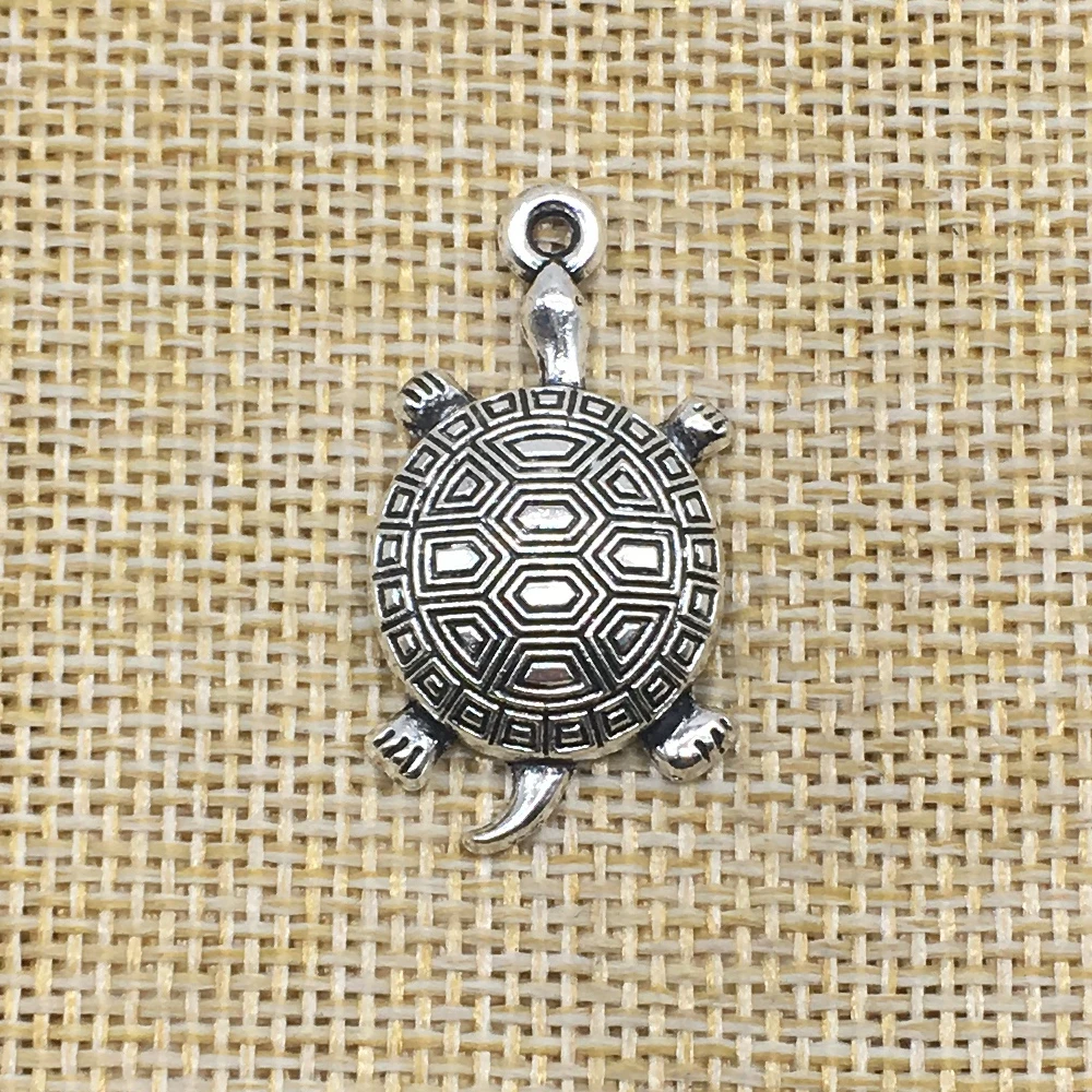 10Pcs Sea Turtle Charms Pendant Antique Silver Color DIY Jewelry Making