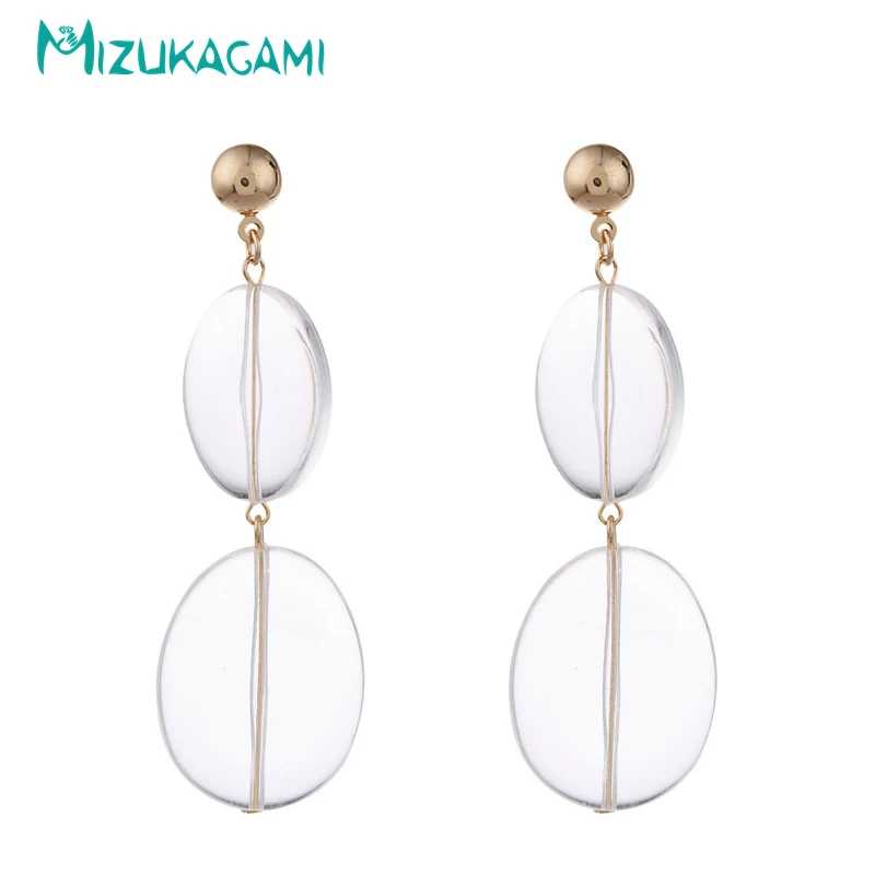 

MIZUKAGAMI Fashion Transparent Color Acetic Acid Resin Long Drop Earrings Female Simple Temperament Wedding Party Earrings