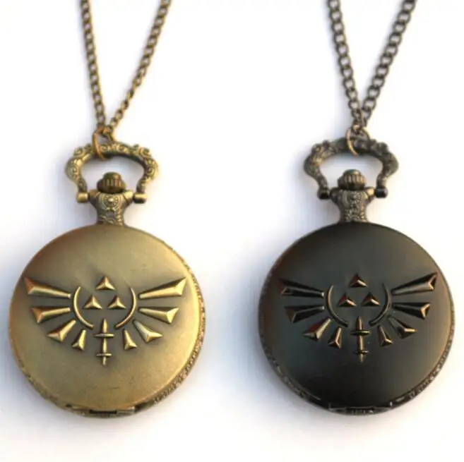 

Fashion Game The Legend of Zelda Bronze Quartz Pocket Watch Analog Pendant Necklace For Men Womens Watches Chain punk Gift