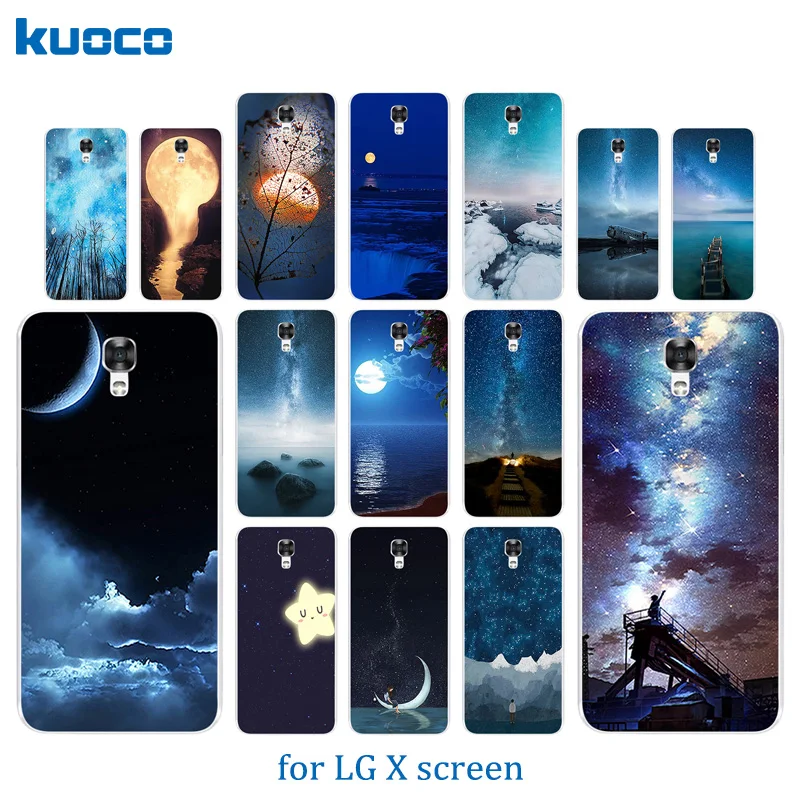 Phone Cases For LG X Screen / View K500N K500DS Night Sky Pattern Soft TPU Silicone Back Cover Crystal Couque |