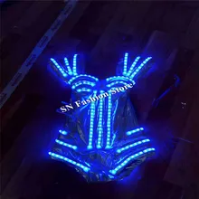 Hh83 пикантные женские Танцы платья LED светодиодный костюмы DJ носит шоу на сцене RGB света одежда плечо яркая бар косплей танцы