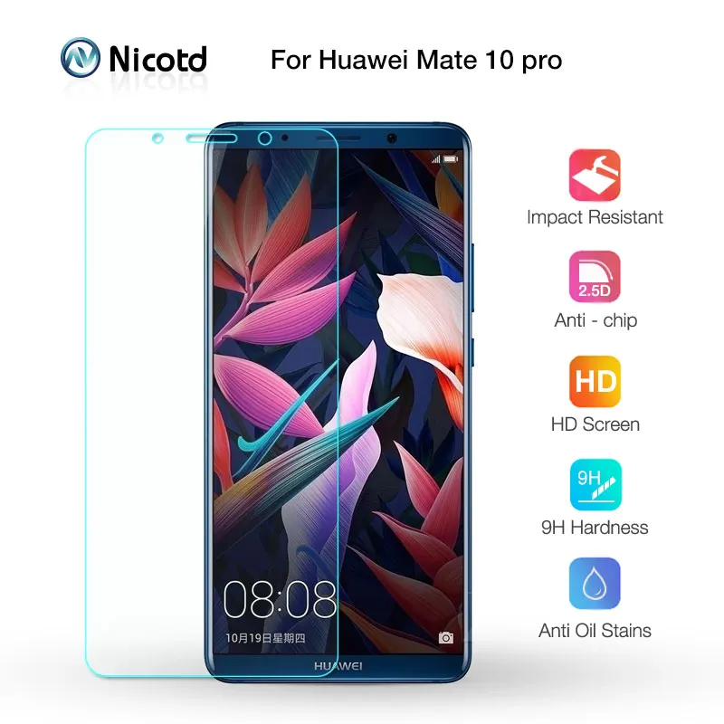 Nicotd For Huawei Mate 10 Pro Tempered glass 9H Anti-fingerprint For Huawei Mate 10Pro Screen Protector Glass Film 2.5D Screen (3)
