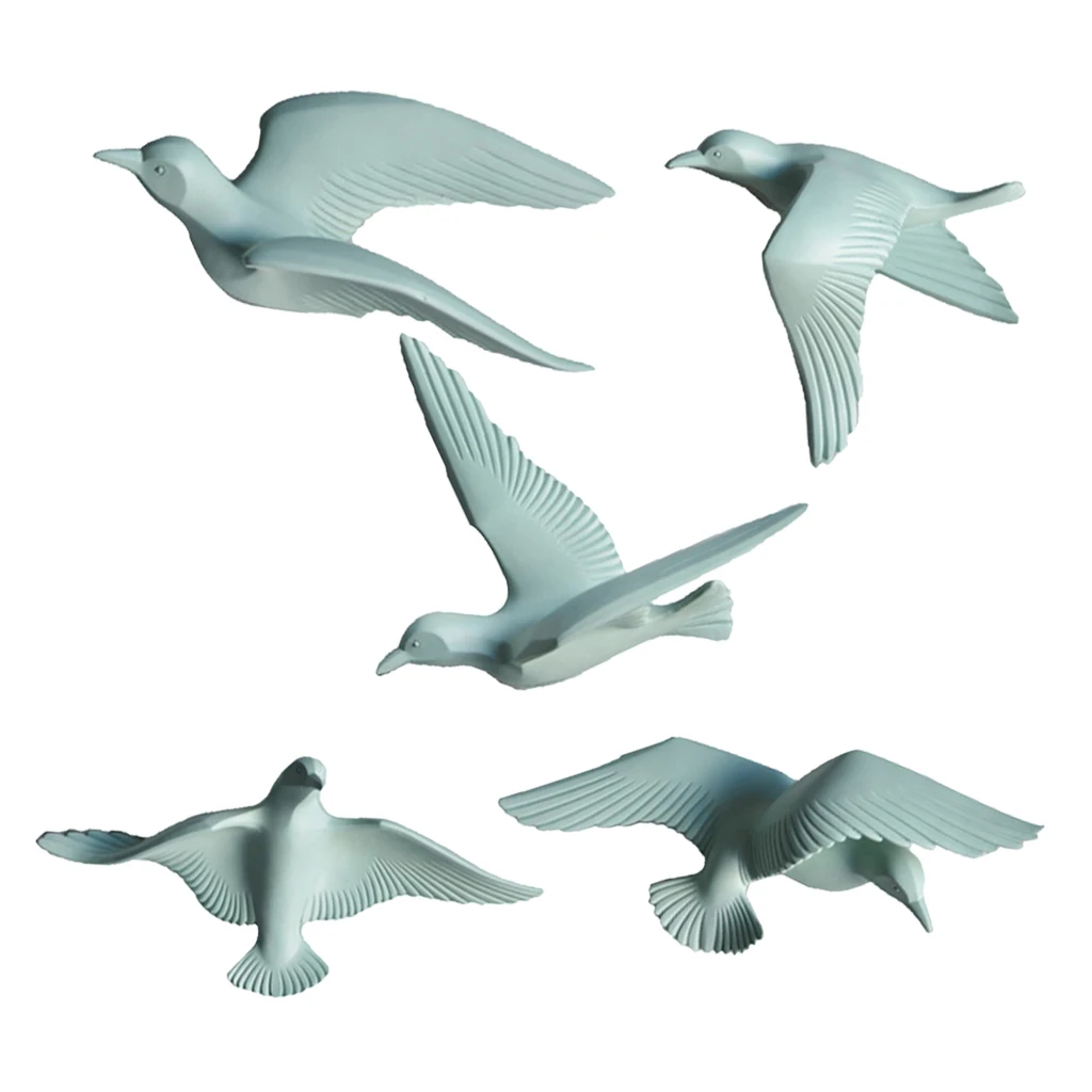 3D Resin Flying Seagull Birds Crafts Wall Art Sculpture Living Room Bedroom Wall Hanging Decoration