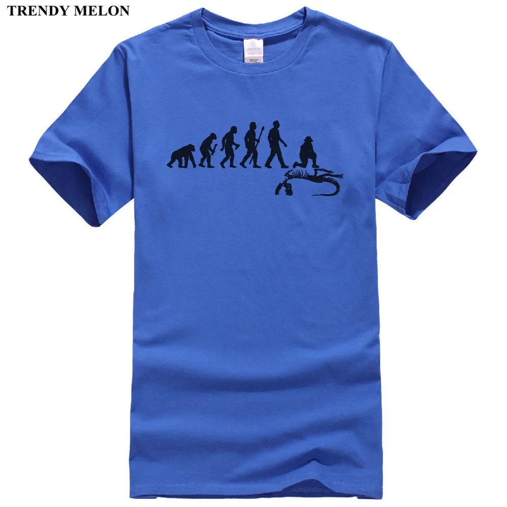 Trendy Melon Funny Character T shirt Men Paleontologist Evolution Cotton T-shirt Man Tops Short Sleeve Tees Shirt Clothing MAA04 | Мужская