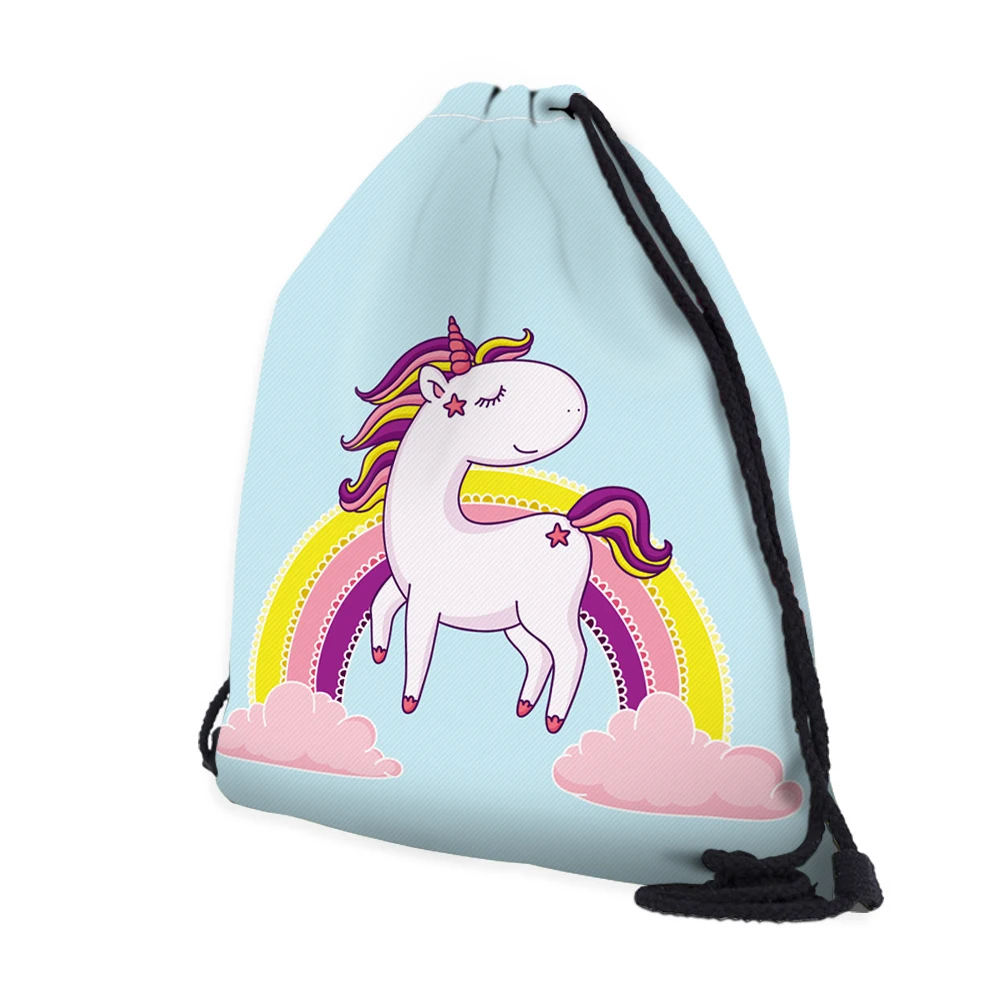 BU Store Unicorn Drawstring Bag String Sack Bag Beach Polyester Women Men Travel Storage Package Teenagers