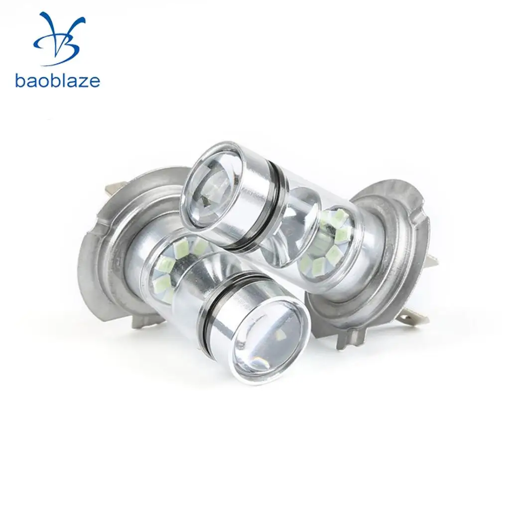 2pcs H7 100W 10000K 1100LM Blue LED Car Fog Lights Daytime Driving Lamp
