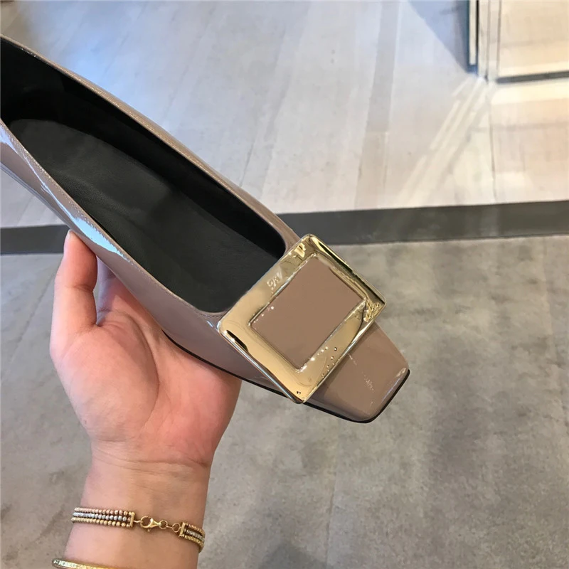 Kmeioo Classic Career Office Shoes Woman Square Toe Low Heels Women Fashion Loafers Slip-On Suqare Heels Woman Red Black Shoes