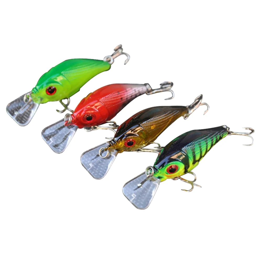 

New 4Pcs 77mm/10g Crank Fishing Lure Hard Bait with Hooks Metal Ball Tackle