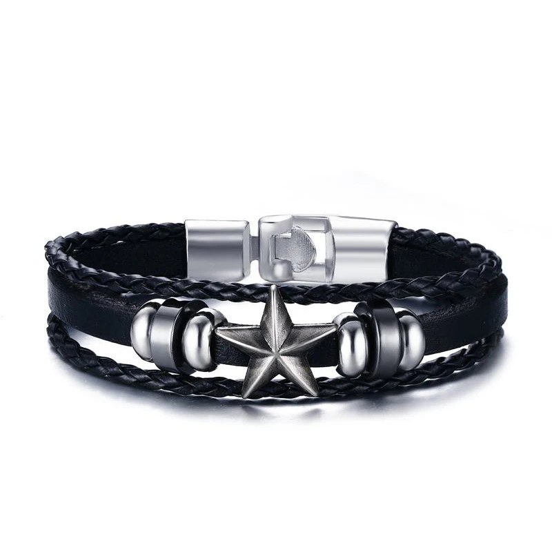 Винтаж Пояса из натуральной кожи Браслеты для Для женщин мужчин Jewelry звезда