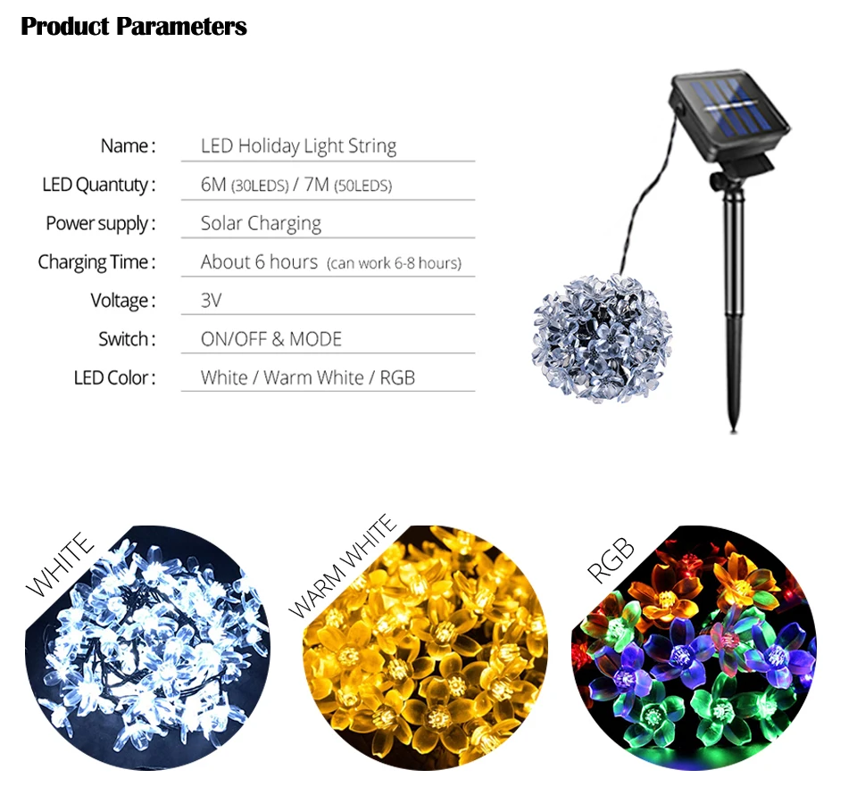 Raindrop Solar Light Lawn Lamp Patio Garden Outdoor Solar LED String Fairy Light Wedding Party Christmas Tree Holiday Decoration (3)