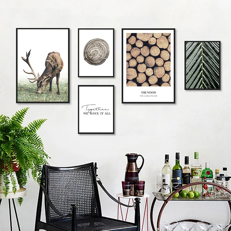 

Abstract Deer Art Prints Minimalist wood Nordic Posters And Prints Wall Art Canvas Painting Wall Pictures For Living Room Salon