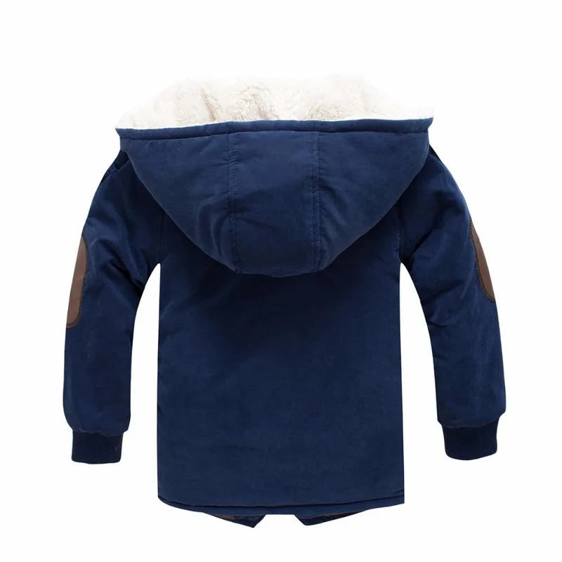 Детская зимняя куртка утепленная Вельветовая теплая Повседневная куртка для мальчиков большая детская хлопковая одежда с капюшоном для детей от 4 до 12 лет