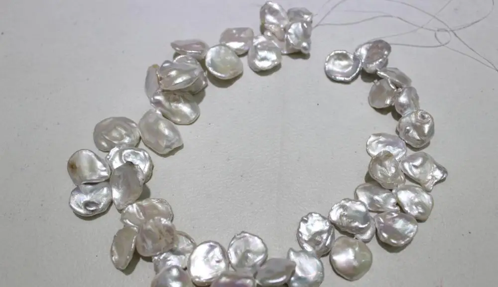 

White freshwater pearl necklace DIY Material 12x20mm-21x22mm15"handmade"no metal