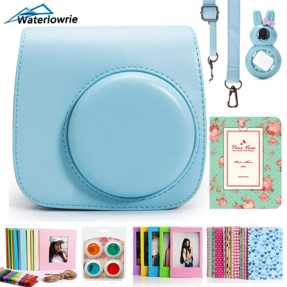 Camera Case for Fujifilm Instax Mini 9 8 8+ PU Leather photo case photography pouch with Strap Sticker Selfie Lens Filter Album |