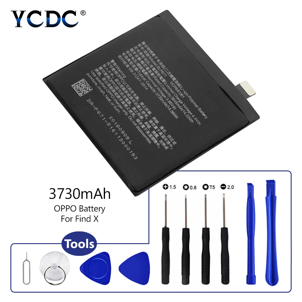 YCDC Original Mobile Phone Battery 3.85V 3730mAh Battery BLP671 BLP 671 For OPPO Find X Mobile Phone With Tools