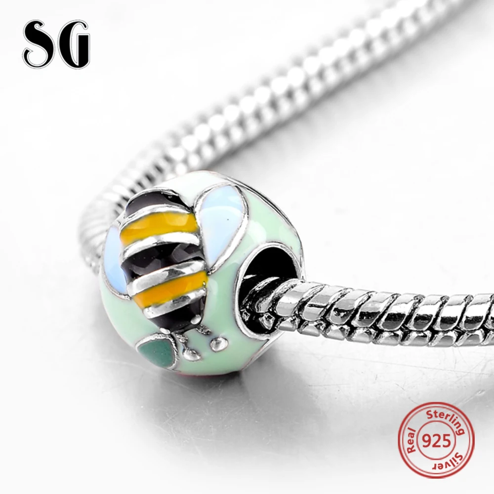 

Round Shape Charms Pendants Fit Authentic European Bracelet Silver 925 Original Lovely Bee Beads For Women Fashion DIY Jewelry