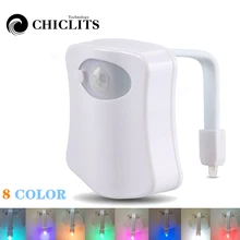 LED Smart Toilet Night Light Waterproof WC Closestool Seat lights PIR Motion Sensor Auto Lamp Activated Pedestal Toilet L