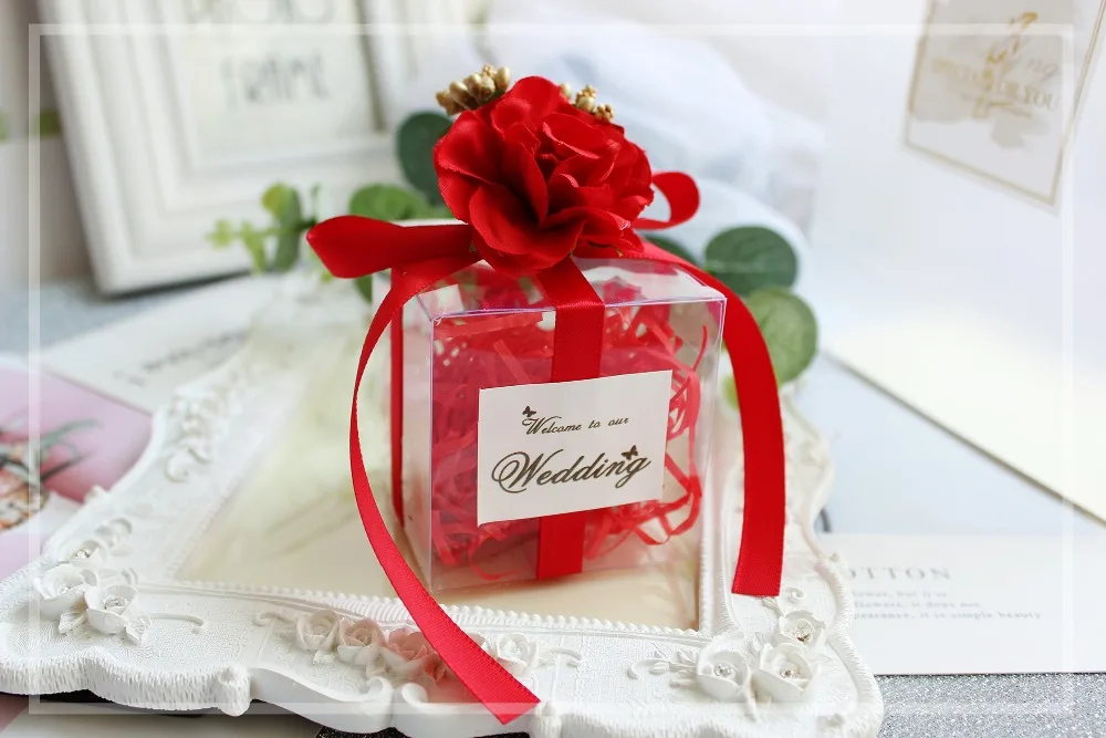 50 шт. красное мыло в подарочной коробке пластиковый крафт-бумажный пакет шоколадные конфеты благоприятное окно коробки для упаковки вечерние поставки