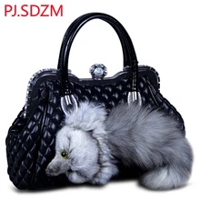 PJ. SDZM 2017 Diseño Único Mujeres de La Moda de Piel de piel de Zorro auténtico Bolso Grande de Gran Capacidad de Cuero Suave Bolsas