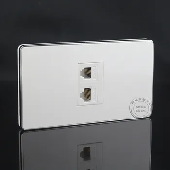 

120MM Wall Plate RJ45 Connector Network LAN CAT5E + Cat3 Phone Panel Faceplate