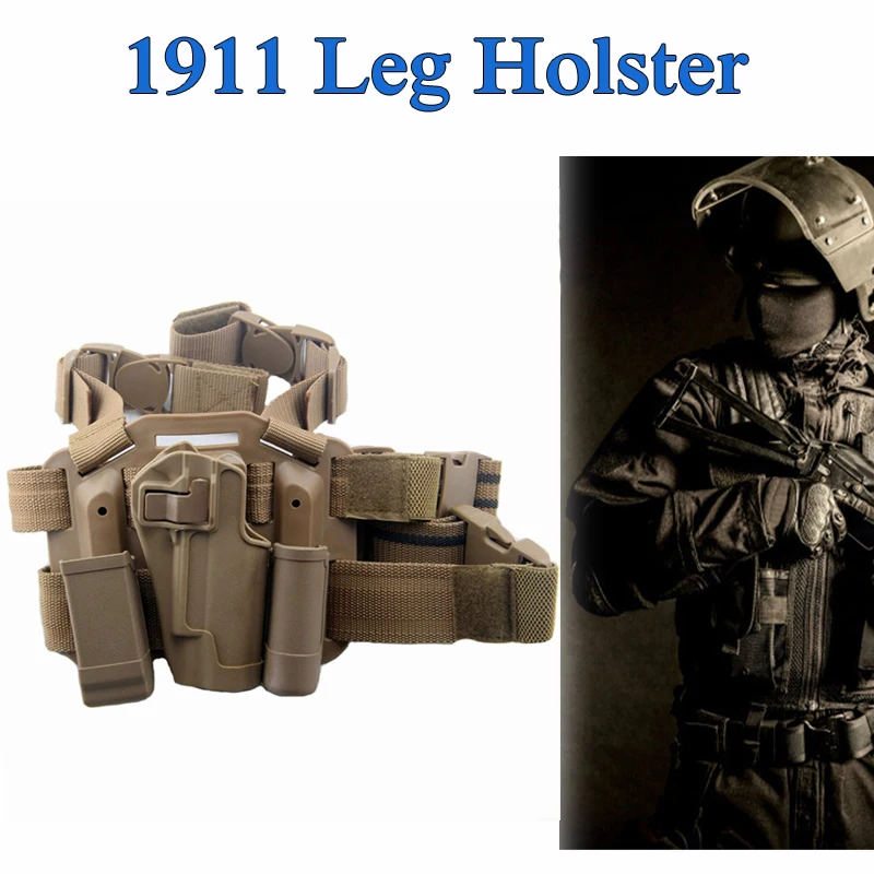 

Military Equipment Tactical Colt 1911 Holster Hand Gun Right Hand Pistol 1911 Airsoft Hunting Leg Holster Black / Green / Tan