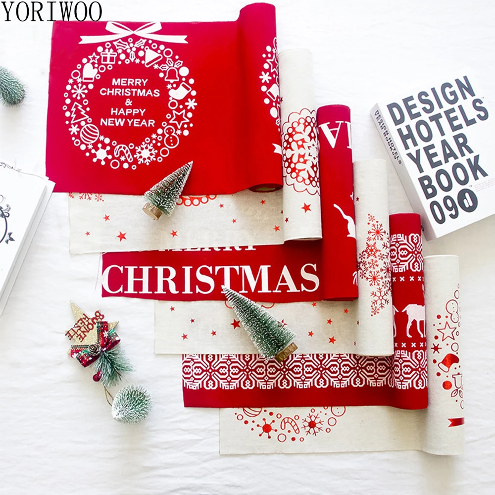 

YORIWOO Merry Christmas Decorations For Home 2019 Tapestry Rectangular Table Runner Xmas Gift Red Snowflake Deer Happy New Year