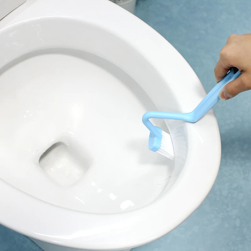 

Hot Sale 1PC Portable Toilet Brush Scrubber V-Type Cleaner Clean Brush Bent Bowl Handle