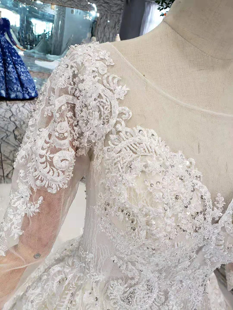 LS5533G простой Boho свадебный наряд круглый вырез с длинными рукавами пляжные свадебные платья а-силуэта 11,11 Акция скидка