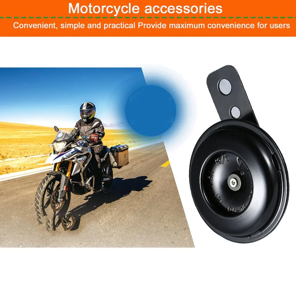 105 db Round Motorcycle Loud Horn Speakers Kit Black Scooter Moped Dirt Bike ATV 12V 1.5A Universal Waterproof Auto Horns Loud Speaker