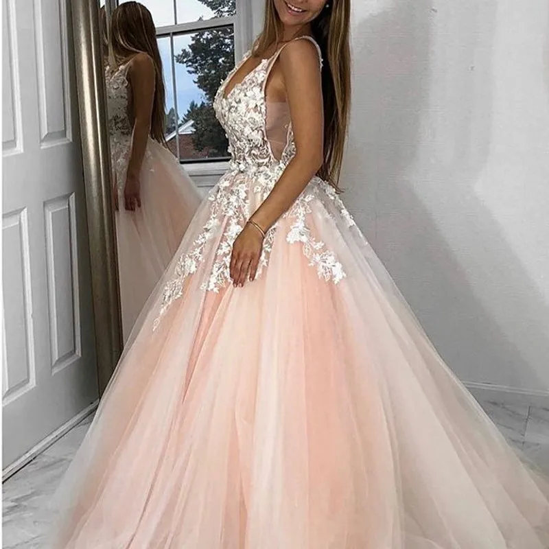 

Custom Made Evening Gowns abendkleider 2019 Formal Dress Party Gowns Long Evening Dresses Appliques Tulle abiye robe de soiree