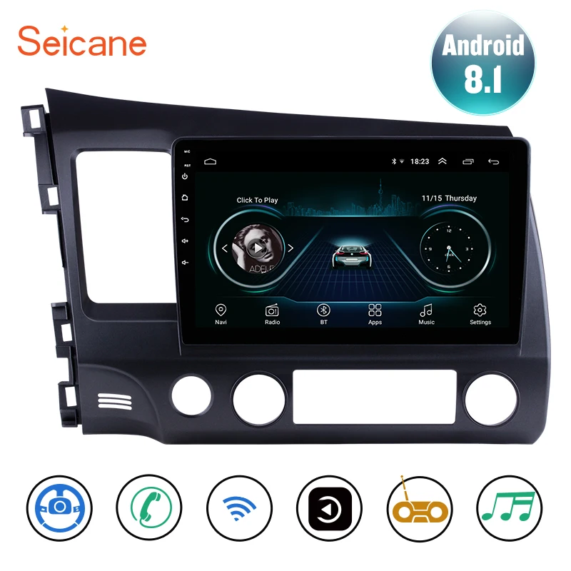 

Seicane For 2006-2011 Honda Civic 10.1 Inch Android 8.1 Car GPS Navigation Radio 1080P AutoStereo Support Rearview Camera OBDII