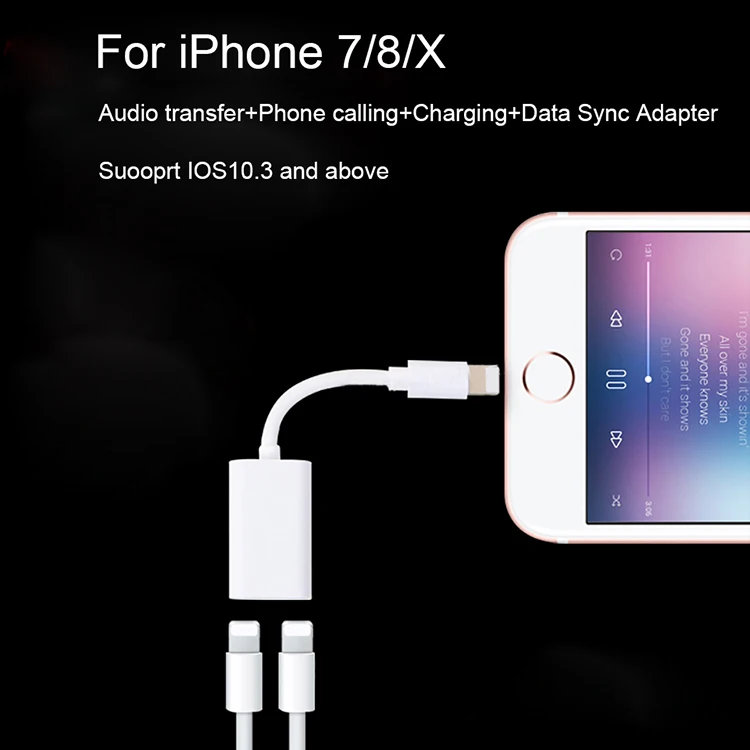 Для iPhone X AUX адаптер BF03 2в1 адаптер для Lightning до 3,5 мм USB Aux кабель для зарядки и передачи данных адаптер для iPhone 7 8 8Plus X