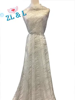 

Beautiful grain glitter (color can be customized) 5 yards African lace Nigeria lace French mesh wedding dress skirt