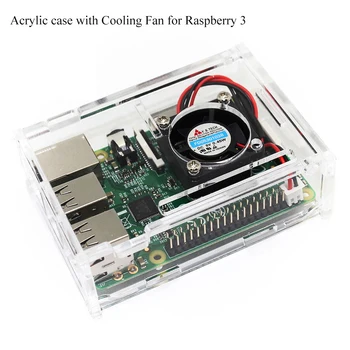 

Transparent Acrylic Case with Cooling Fan Protector Protective Shell for Raspberry Pi 3
