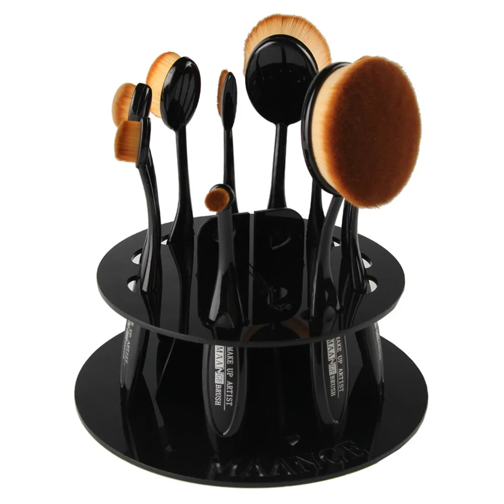 

2017 New Arrival 5 Colors PMMA Plastic 10 Hole Oval Toothbrush Makeup Brush Holder Rack Organizer Cosmetic Display Shelf Tool