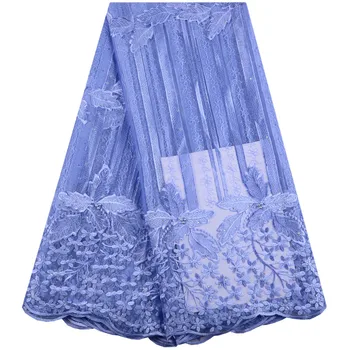 

African Tulle Lace Fabric 2018 teal French Lace Fabric High Quality With Stones Nigerian Beaded Tulle Lace For Wedding Y1430