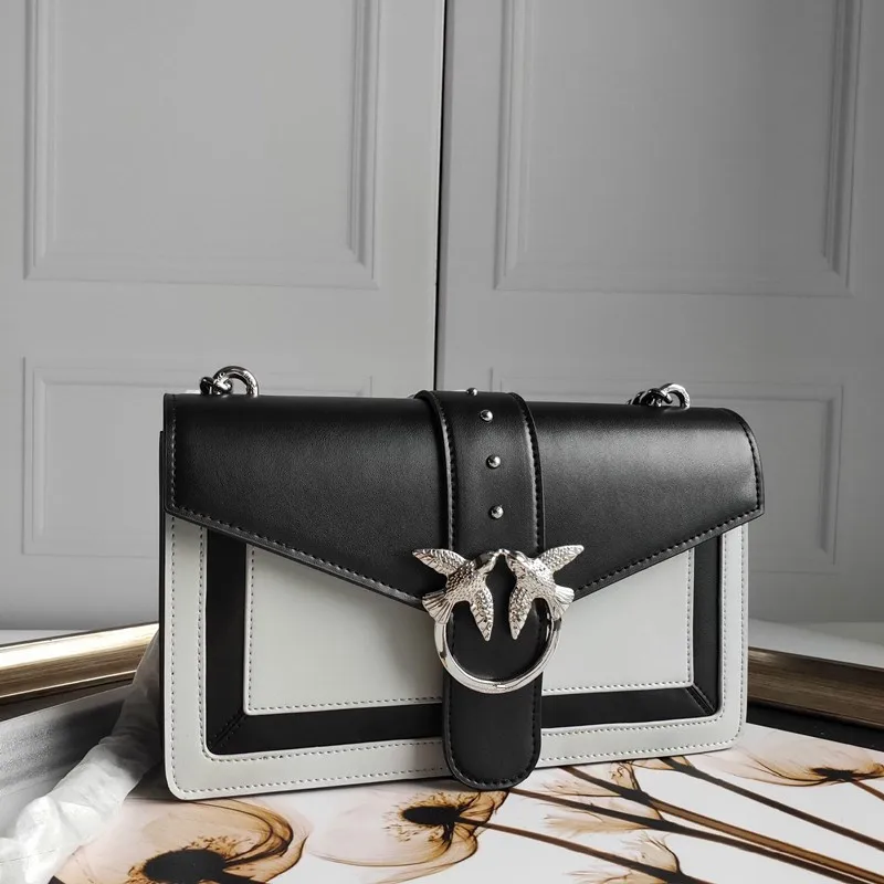 

2019 Newest swallow lock messenger bag luxury famous brand style bags women panelled handbag genuine leather chains bolsas