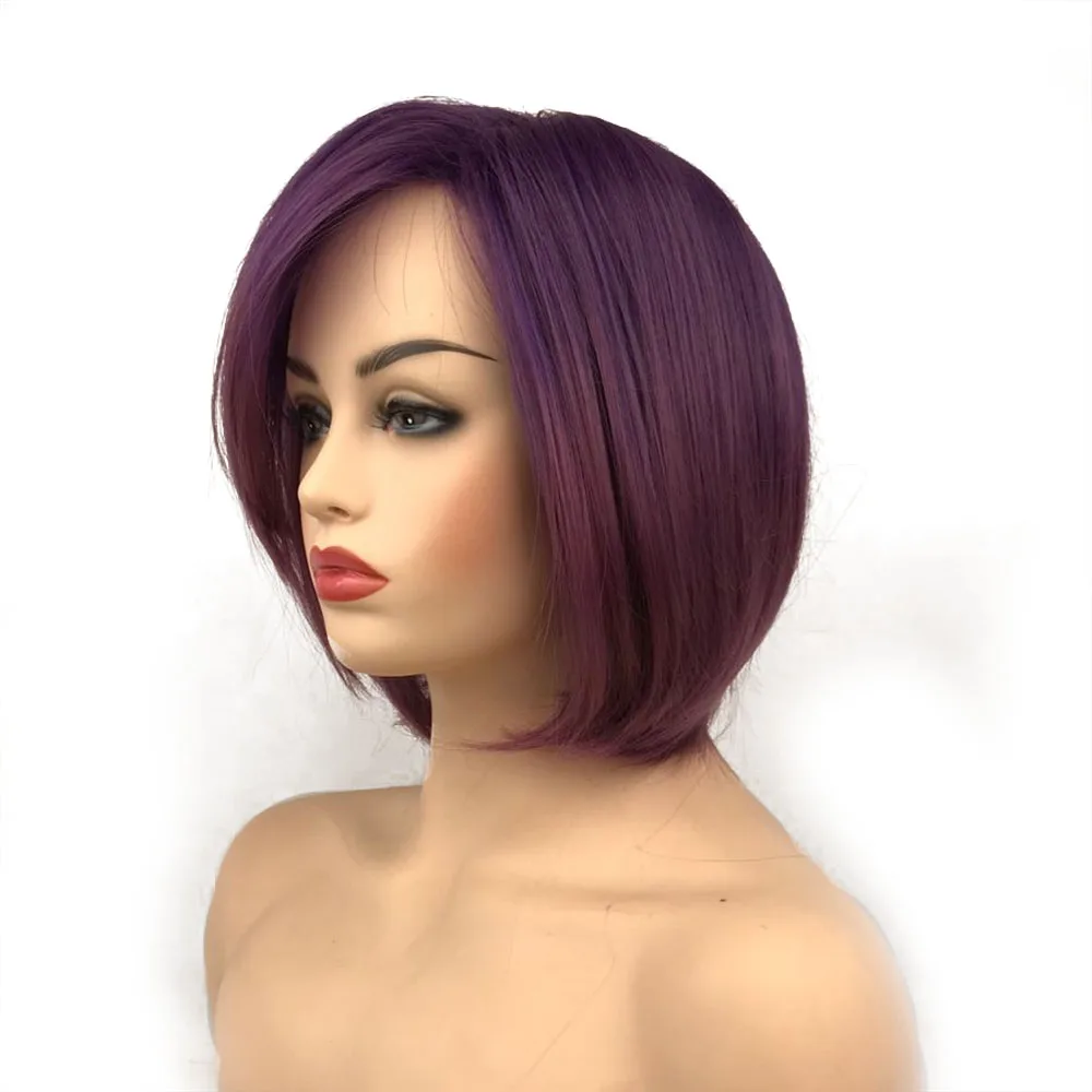 StrongBeauty короткий боб парики фиолетовый женский синтетический парик натуральный