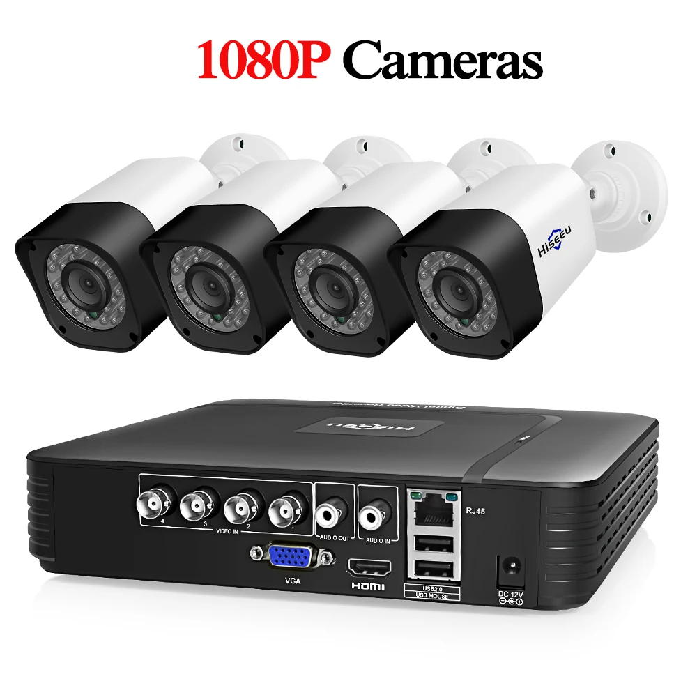 Hiseeu 4CH AHD CCTV камера системы 1.0MP 2MP ИК ночного видения домашняя наружная камера домашняя система видеонаблюдения комплект - Цвет: 4pcs 1080P Cameras