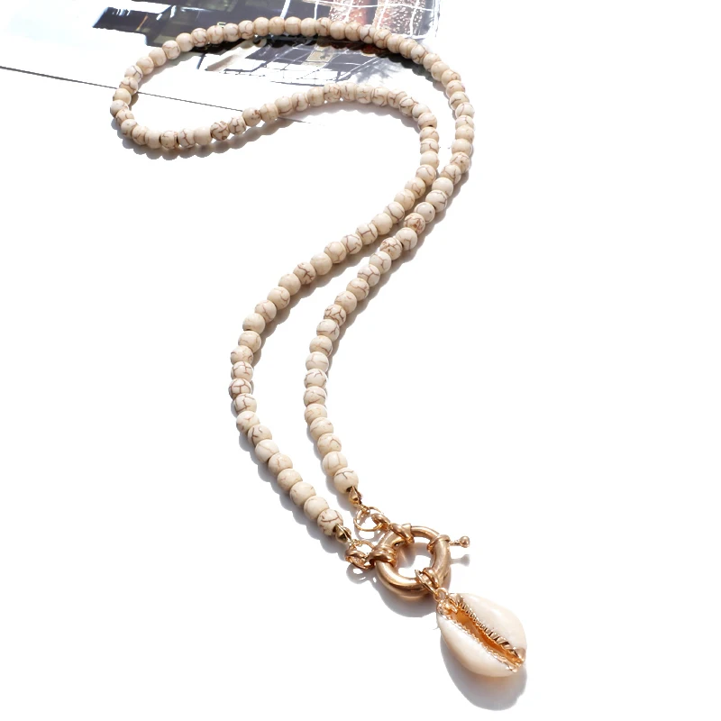 

ZOSHI Handmade Nepal Necklace Colorful Natural Stone Beads Shell Pendant & Necklace Ethnic Long Statement Jewelry Women Men