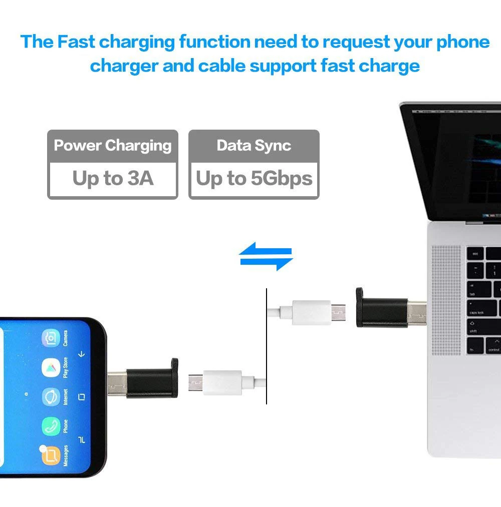 Ascromy Micro USB to Type C Converter Adapter For Huawei P20 Pro Xiaomi Mi 8 Mi8 Samsung Galaxy S9 S8 Oneplus 6 6T USB C Type-C (3)