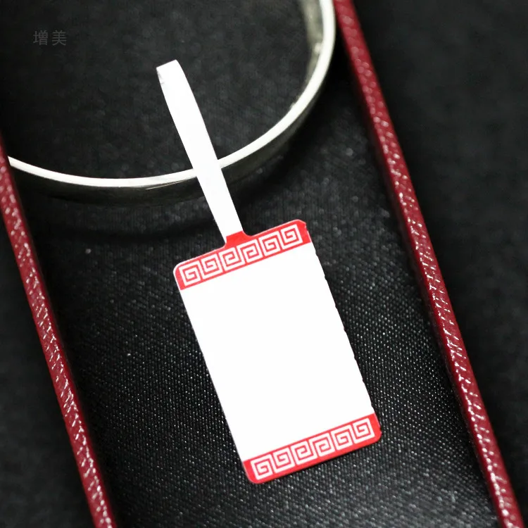 

Colored border Jewelry Label 75*30mm White Blank Price Tag Square Round Heads Paper Labels Sticker For Ring Necklace Bracelet