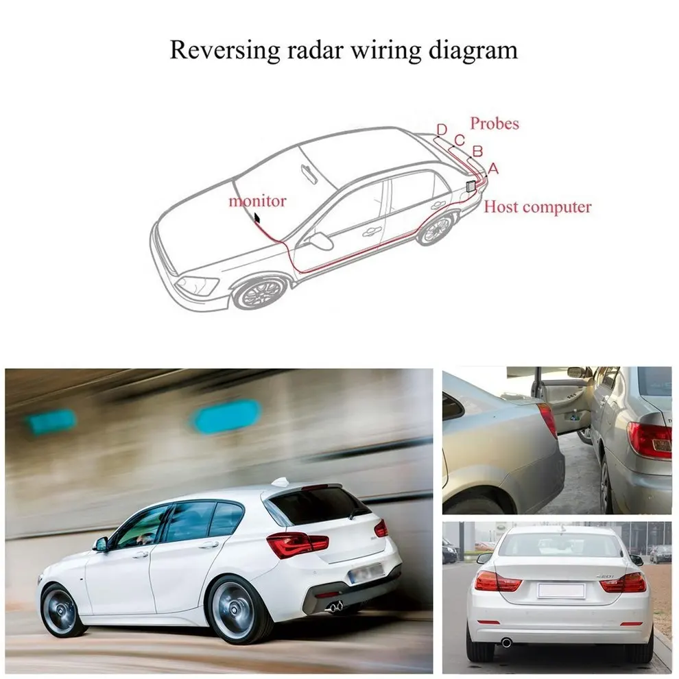 Интеллектуальный светодиодный дисплей, автомобильная система заднего хода с 4 водонепроницаемыми датчиками парковки Предупреждение льный сигнал высокой громкости