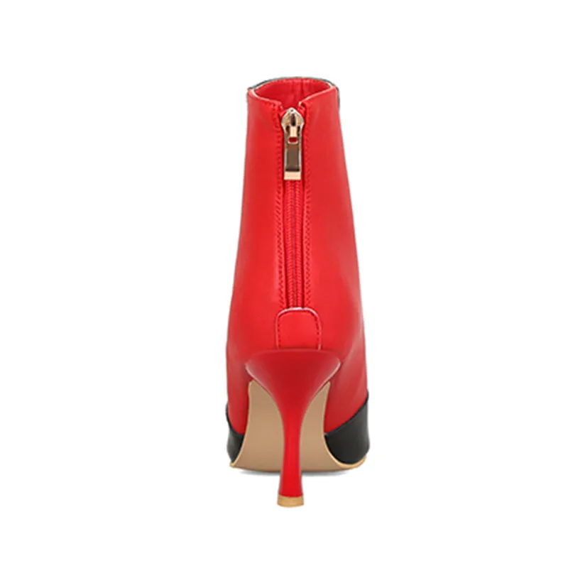 En Femmes Red white Velvet 30 Taoffen Pu Fur Bottines Taille sQBhCtrxd