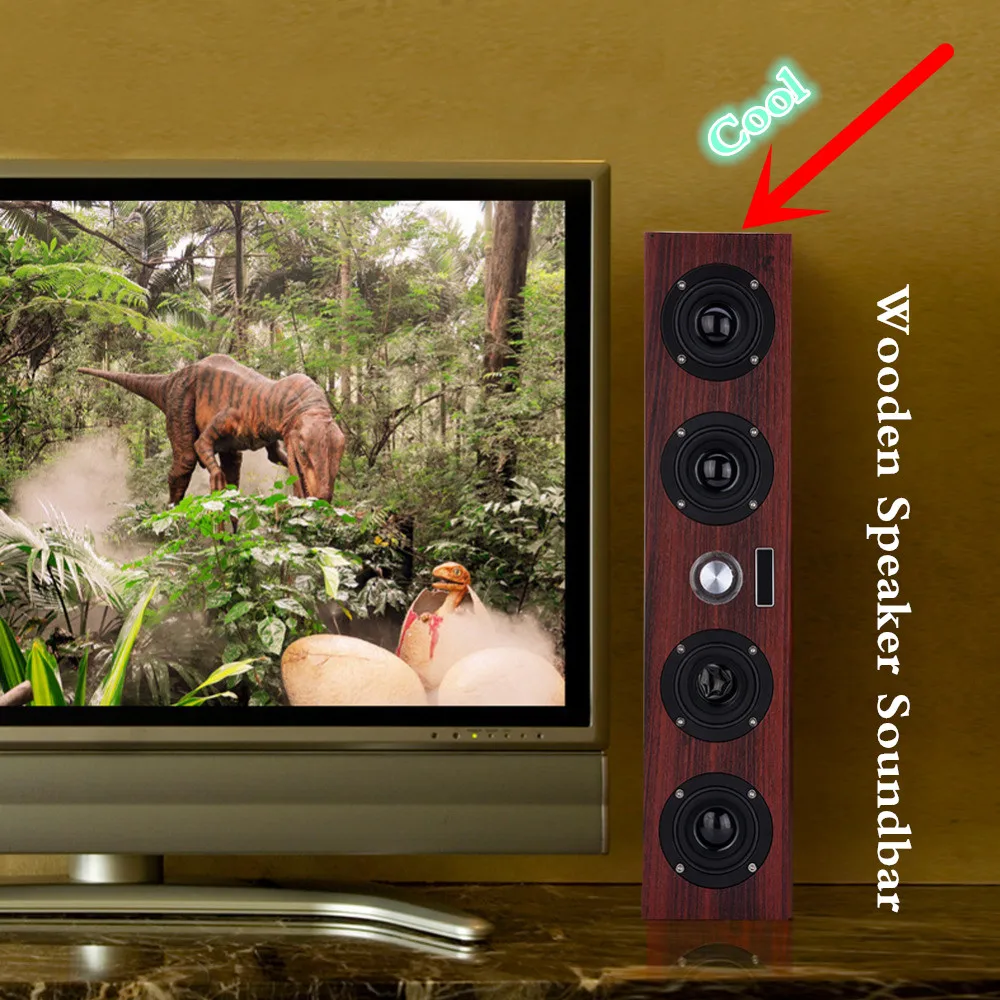 

VBESTLIFE Retro Wooden Speaker Soundbar Heavy Bass Stereo Loudspeaker Nostalgic Style For Smart TV PC Tablet Mobile Phones