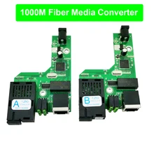 FTTH 1 пара гигабитные волоконно-оптический медиа конвертер 10/100/1000 Мбит/с однорежимный одинарный волоконно SC Порты и разъёмы 20 км печатная плата с Мощность адаптер