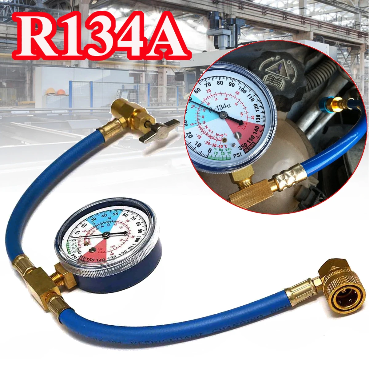 26'' R134A AC Car Air Conditioning Refrigerant Recharge Measuring Kit